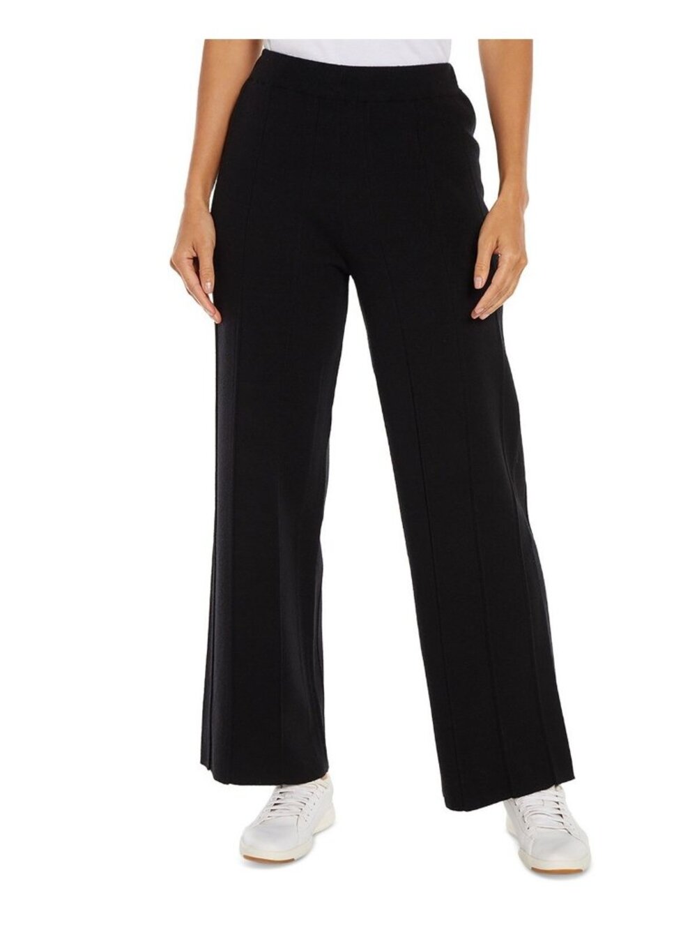 Three Dots Womens Camilia Pleated Relaxed Wide Leg Pants Black Size L NWT